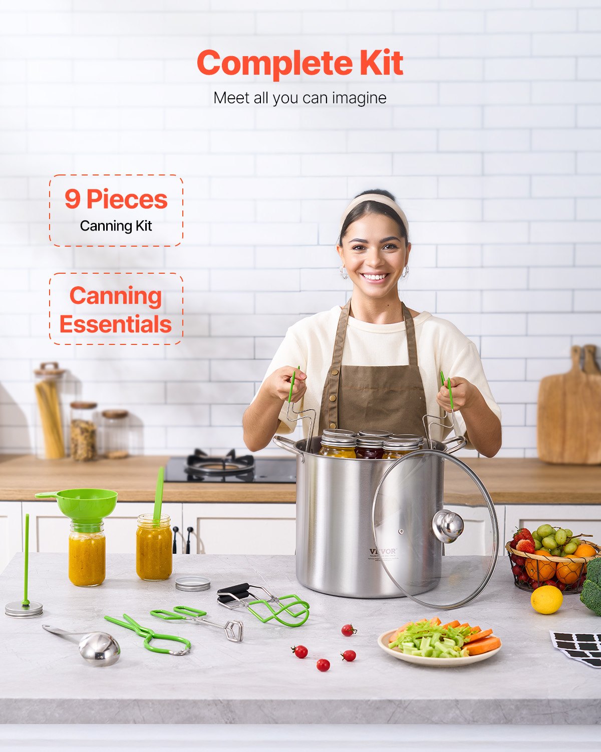 Canning Supplies Starter Kit 9 PCS Stainless Steel Water Bath Canning Set