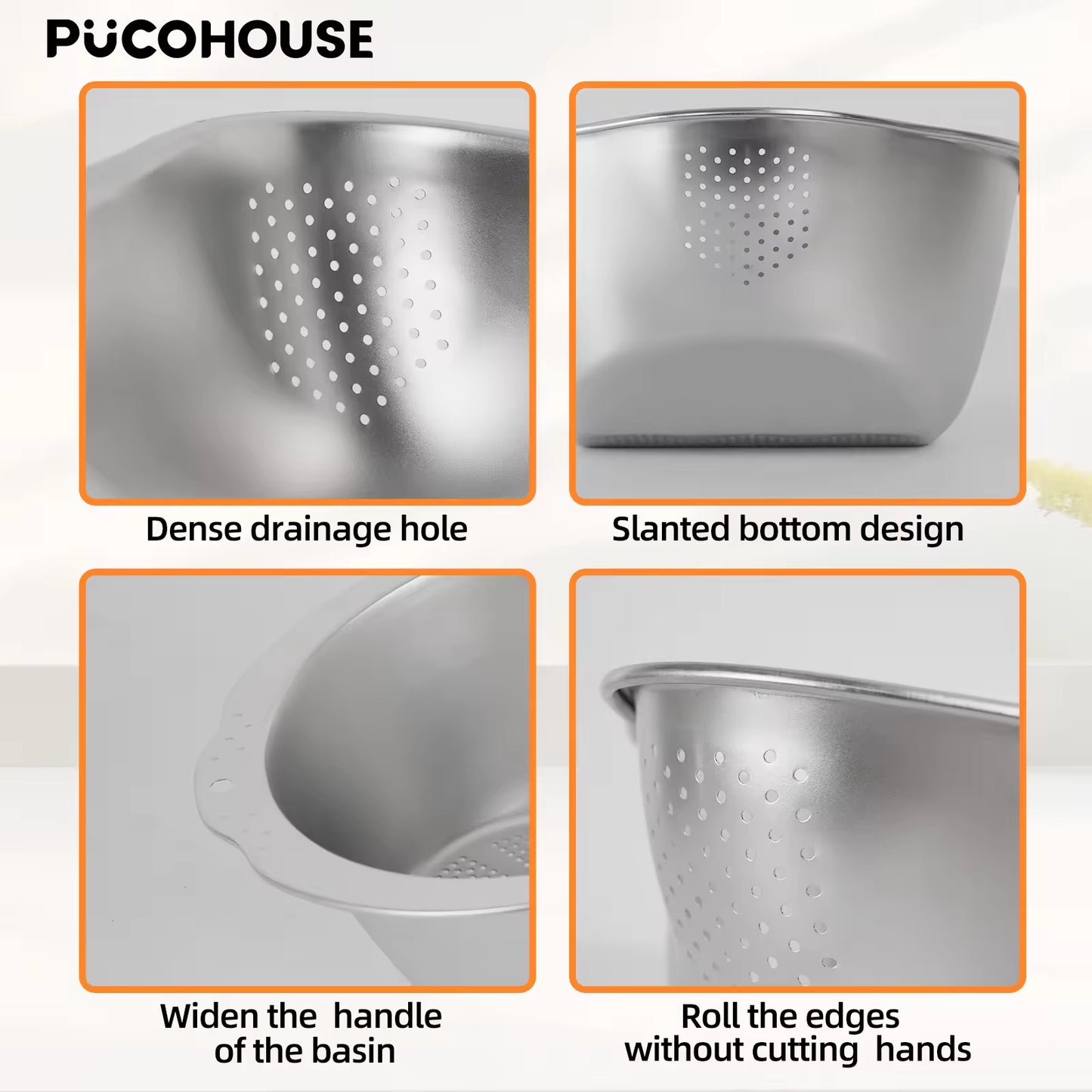 Slanted Bottom Drain Bowl - A Versatile Colander For Pasta, Rice, And Produce, A Time-saving Kitchen Sink Helper