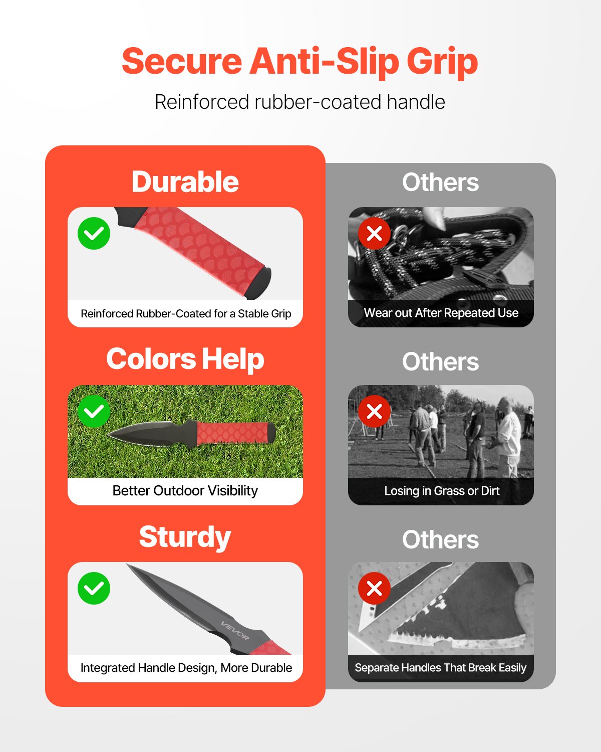 Throwing Knives Set 6 Pack 8.9 Inch Stainless Steel Knives Throwing Products