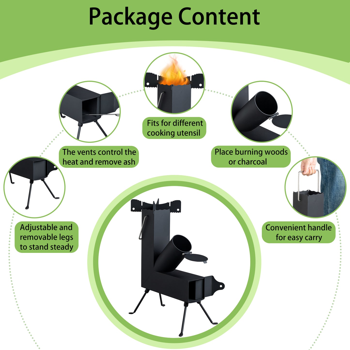 Black Wrought Iron Panels, Camping Stove