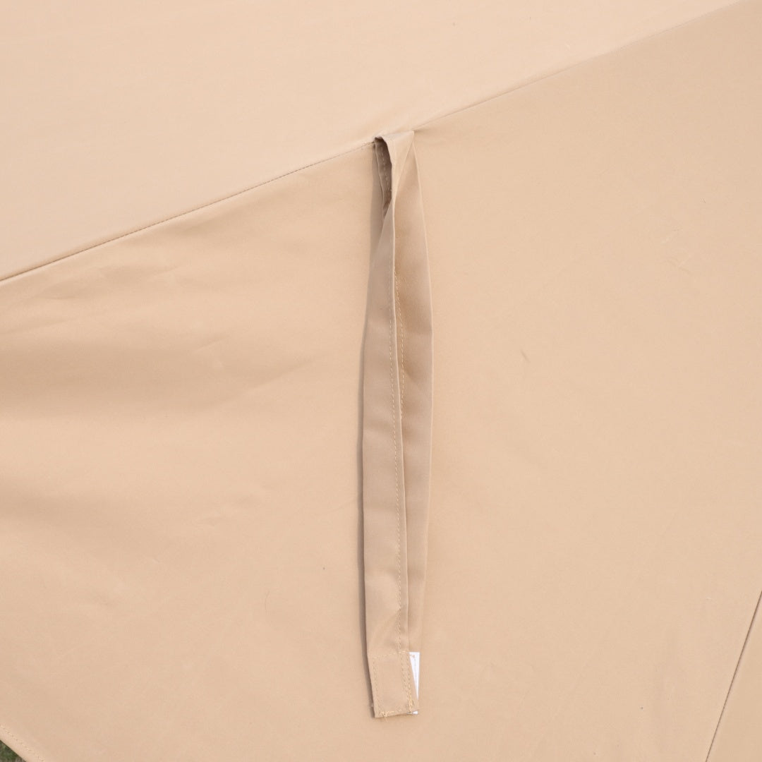 15x9ft Large Double-Sided Rectangular Outdoor Twin Patio Market Umbrella With Light And Base- Taupe