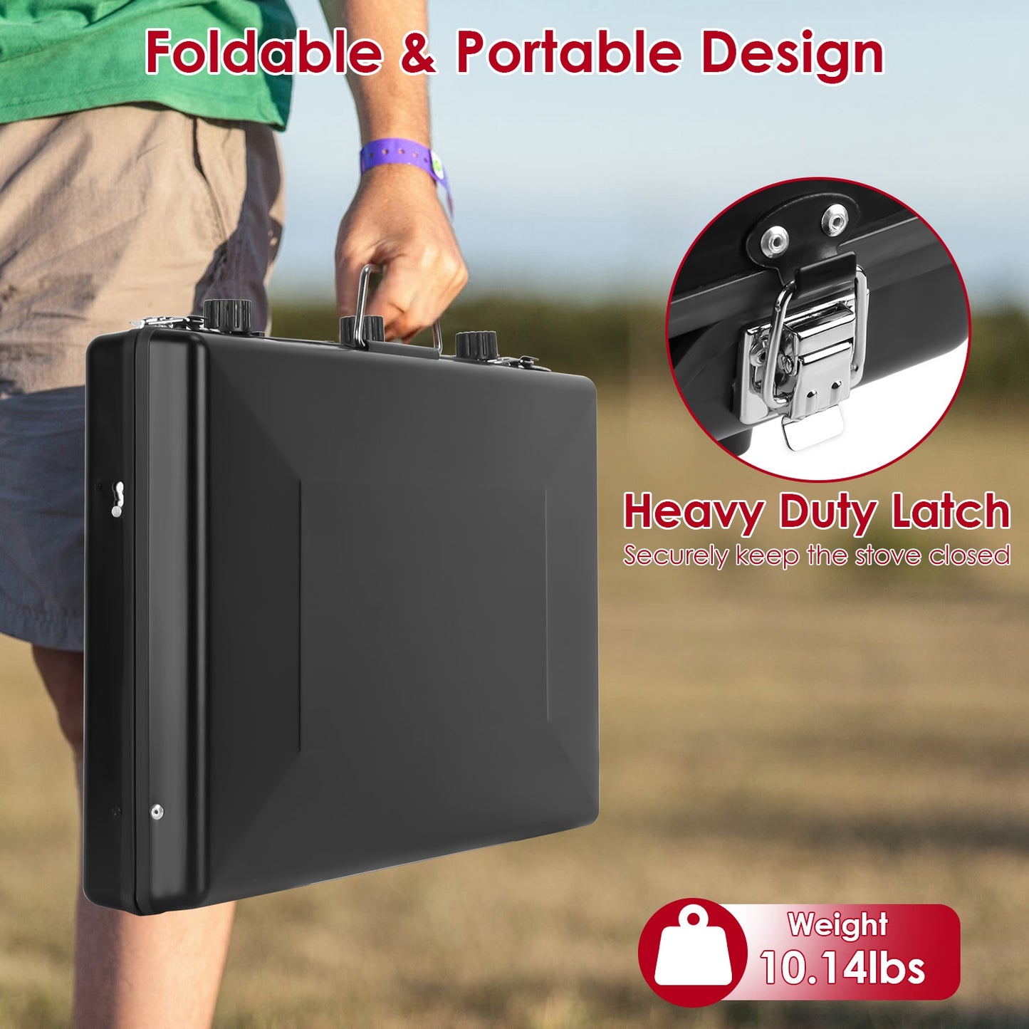 3 Burner Camping Stove 20000 BTU Portable Foldable Propane Stove With Toast Tray Windshield Portable Handle Outdoor Cooking Gas Stove For RV Camping BBQ Picnic