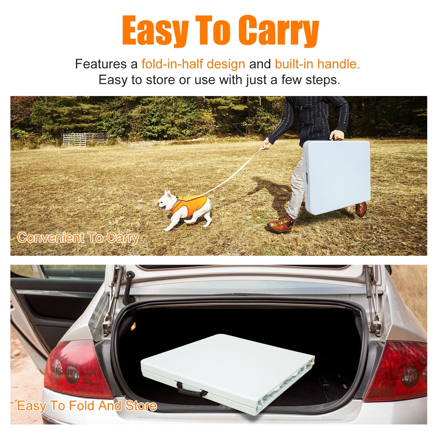 4ft Portable Folding Table Indoor&Outdoor Maximum Weight 135KG Foldable Table For Camping White