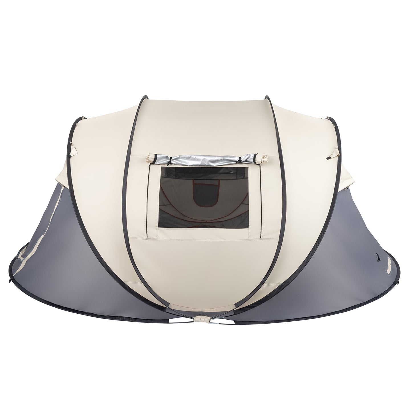 Khaki Boat Type Quick Opening Camping Tent Fiber Pole Polyester Cloth