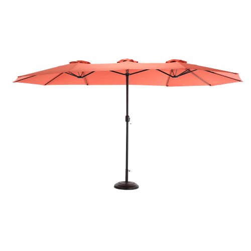 14.8 Ft Double Sided Outdoor Umbrella Rectangular Large With Crank  Khaki   No Base