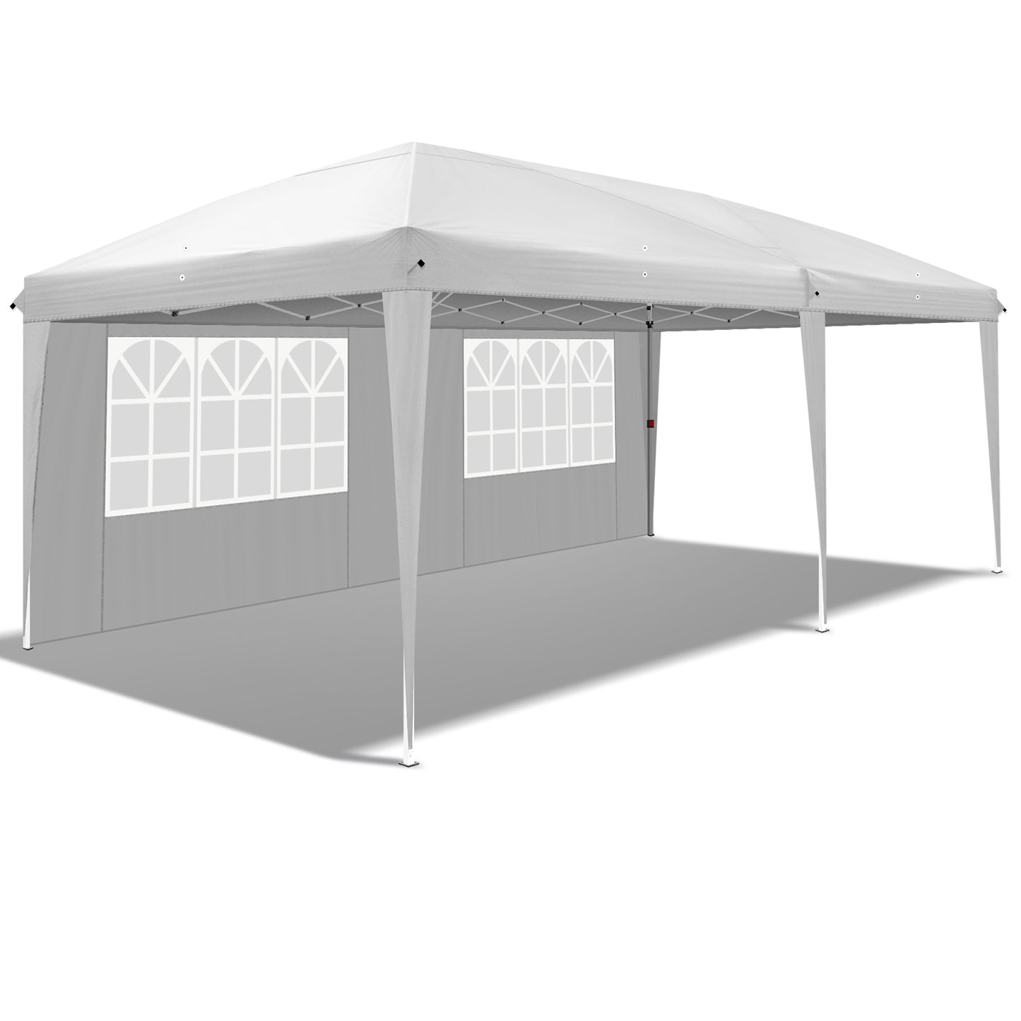 10x20ft White 4 Sides -2 Windows Folding Shed Oxford Cloth Spray Painted Iron Pipe Portable