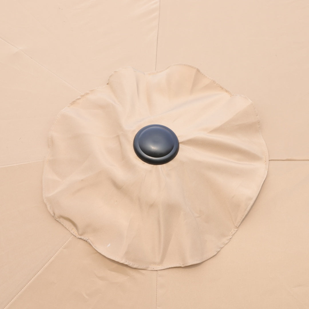 15x9ft Large Double-Sided Rectangular Outdoor Twin Patio Market Umbrella With Light And Base- Taupe