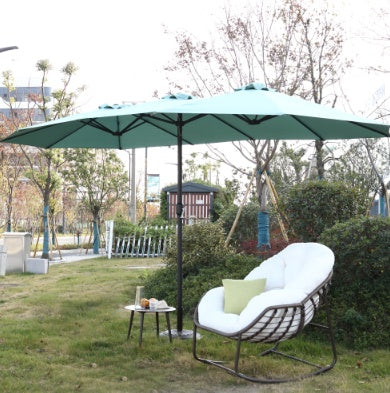 14.8 Ft Double Sided Outdoor Umbrella Rectangular Large With Crank  Khaki   No Base