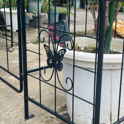 Garden Arch Arbor Trellis For Climbing Plants With Gate, Durable Metal Garden Arch Outdoor Wedding Arch, For Wedding Ceremony Party Plant Climbing Rose Vines Lawn Courtyard Patio Black, 7.15ft