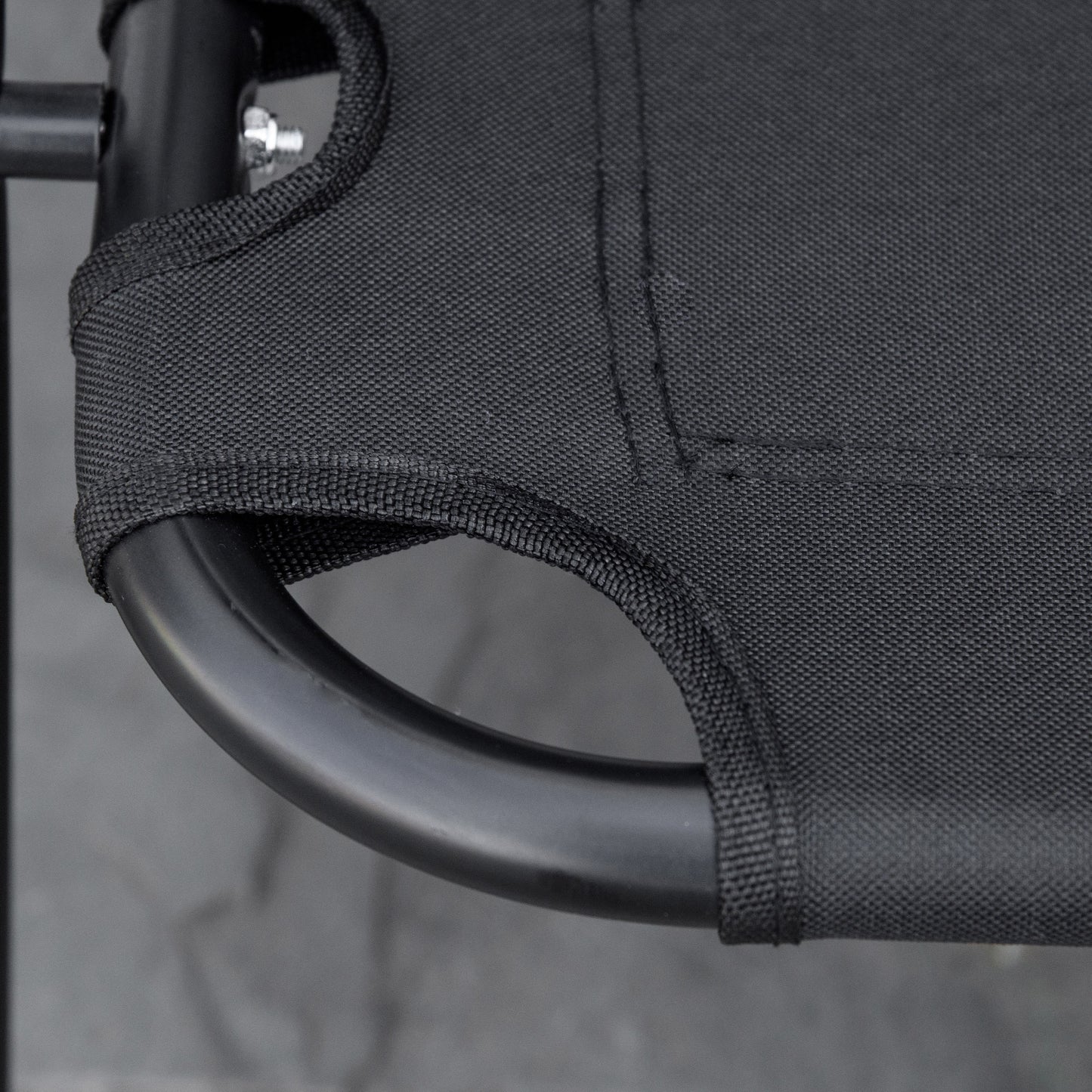 Double Folding Camping Chair, Loveseat for 2 Adults, Portable Camping Couch with Wood Armrest & Cupholders, for Backpacking, Beach, Sports Travel, Black