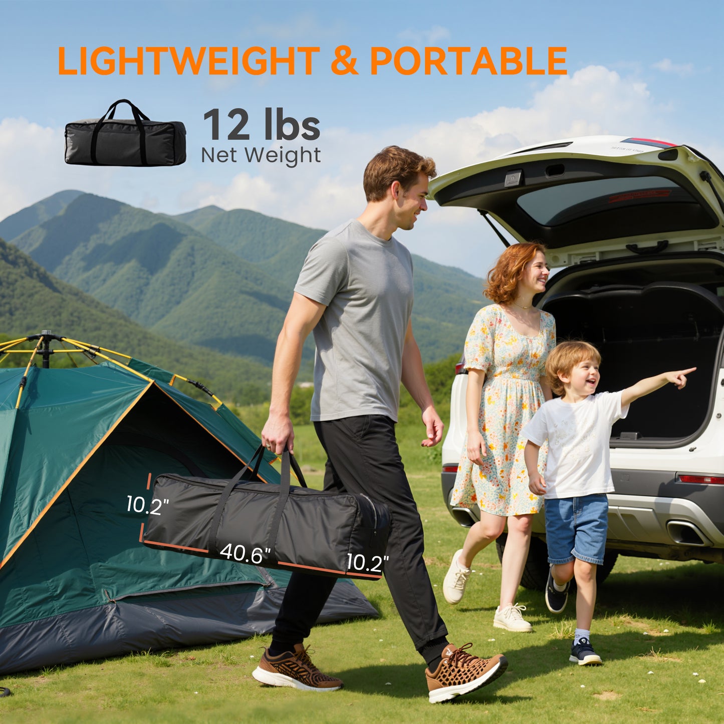 Camping Chair for Adults, Portable Folding Camping Chair with Side Pockets, Cup Holders, Carry Bag, Blue and Gray