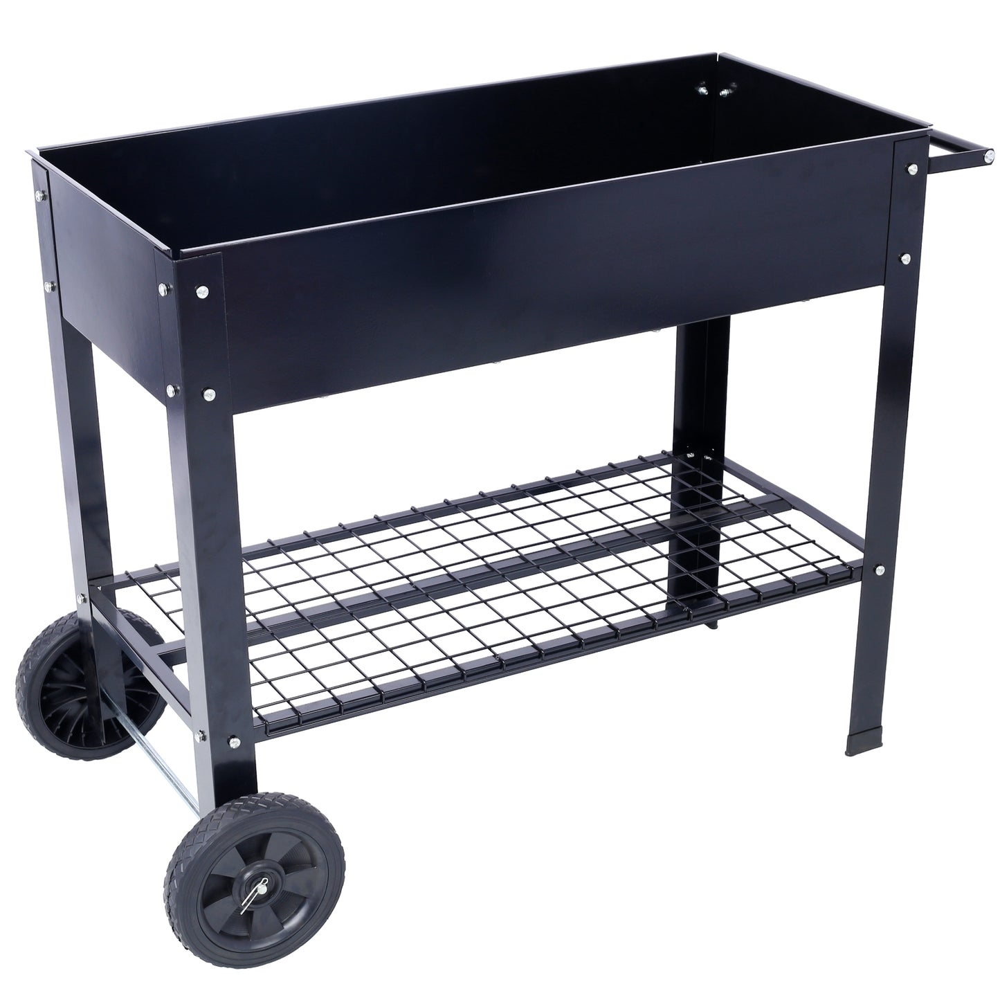 Products Elevated Mobile Raised Ergonomic Metal Planter Garden Bed For Backyard, Patio W Wheels, Low