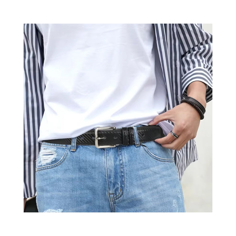 Genuine Business Leather Belt For Men Or BOY Swivel Pin Buckle Casual Versatile Belt