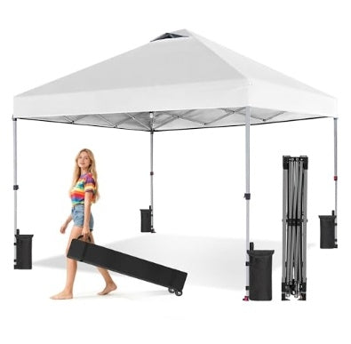 10x10 Feet Retractable Tent, Portable Outdoor Shelter, Suitable For Beaches, Events, Camping