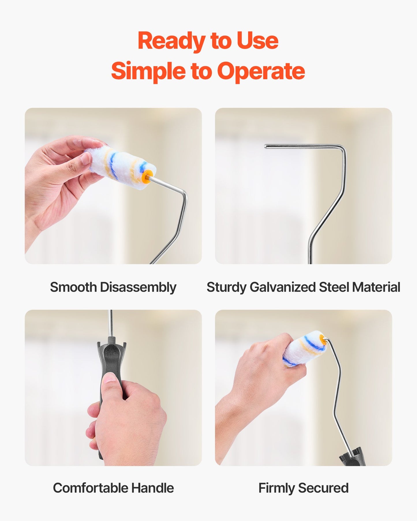 4 Inch Paint Roller Frame Paint Handles 12 Pack Mini Painting Supplies Black