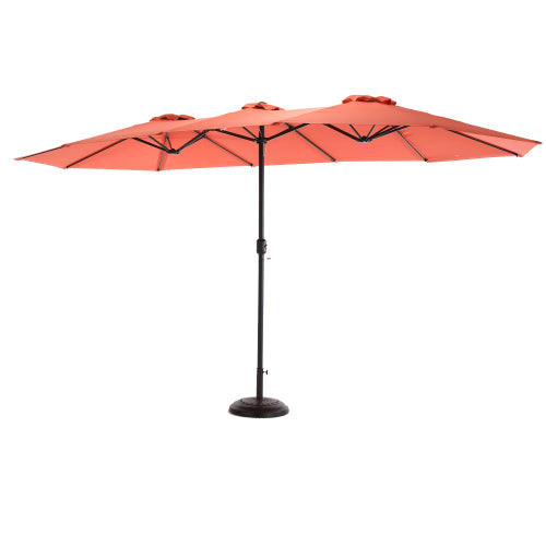 14.8 Ft Double Sided Outdoor Umbrella Rectangular Large With Crank  Khaki   No Base