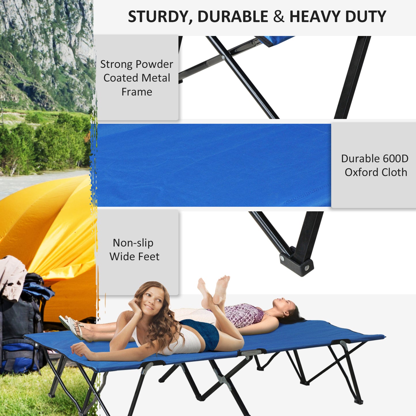 2 Person Folding Camping Cot for Adults