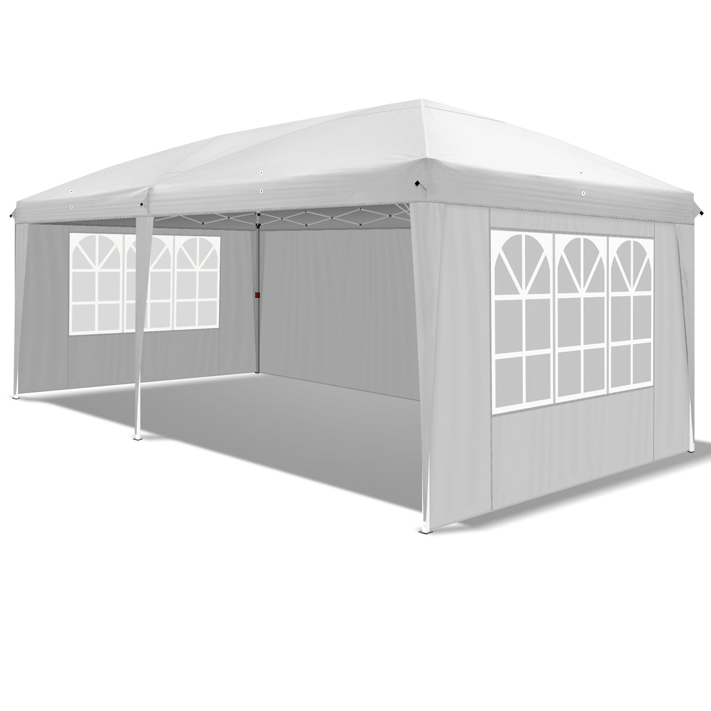 10x20ft White 4 Sides -2 Windows Folding Shed Oxford Cloth Spray Painted Iron Pipe Portable