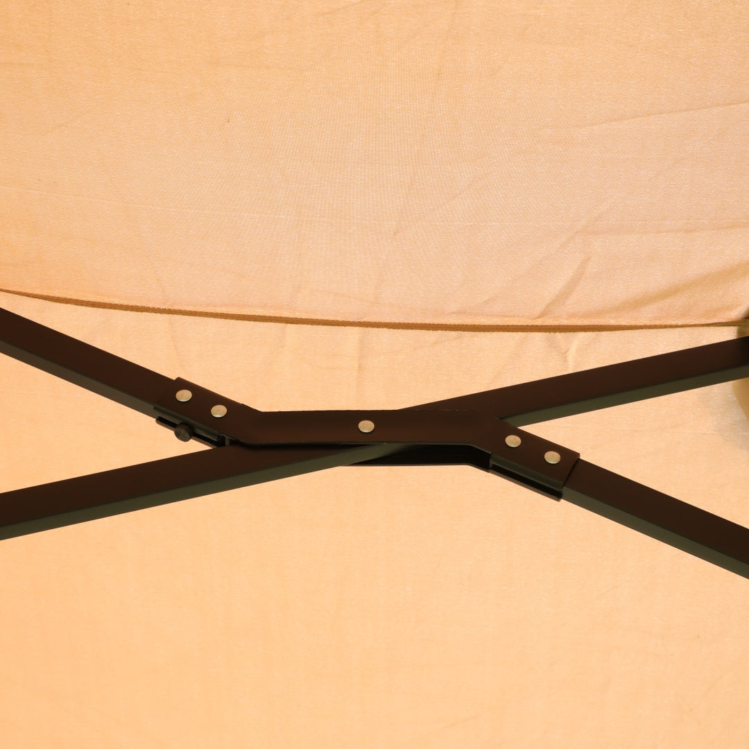 15x9ft Large Double-Sided Rectangular Outdoor Twin Patio Market Umbrella With Light And Base- Taupe